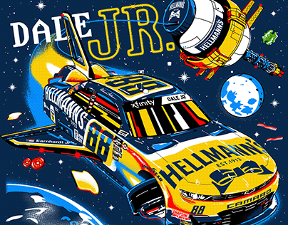 Hellmann's Dale Jr Outer Space T-Shirt Illustration