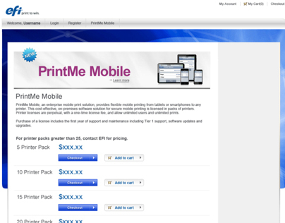 PrintMe Mobile eCommerce page
