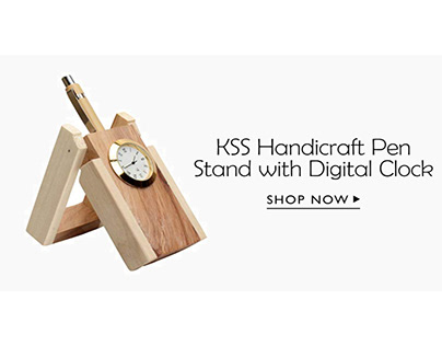 XclusiveoffeKSS Handicraft Pen Stand with DigitalClock