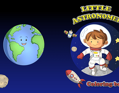 COVER COLORING BOOK SPACE LITTLE ASTRONOMER
