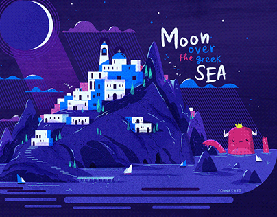:::Moon over the greek sea:::