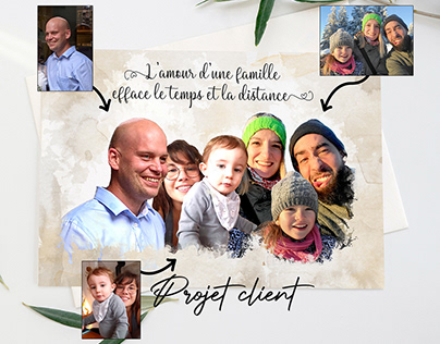 Digital family portrait made from separate photos