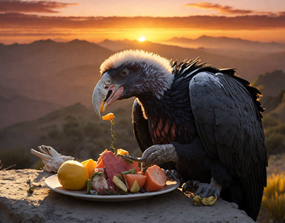 Twilight Feast: Chilean Condor Dining at Sunset