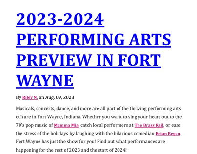2023-2024 Performing Arts Preview in Fort Wayne