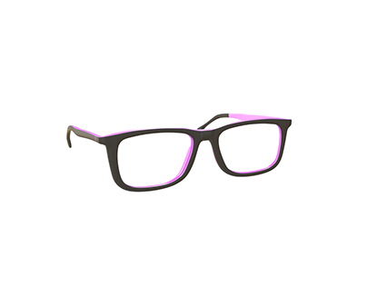 glasses with pink frames