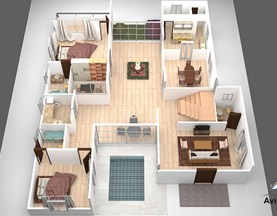 3d plan(ground floor)