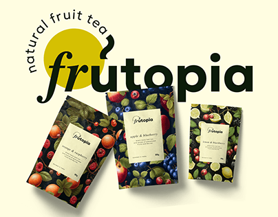 Logo and packaging for natural fruit tea Frutopia
