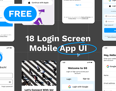 18 Login Screen Mobile App UI - Login, Sign up