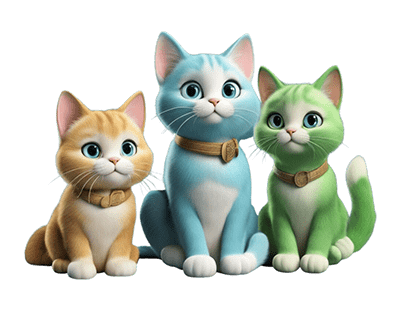 Cute Cats 3D PNG
