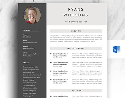 A4 Resume template in Microsoft Word