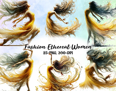 Fashion Ethereal Women Watercolor Clipart