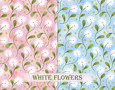 White flowers | Seamless pattern design | Meadow