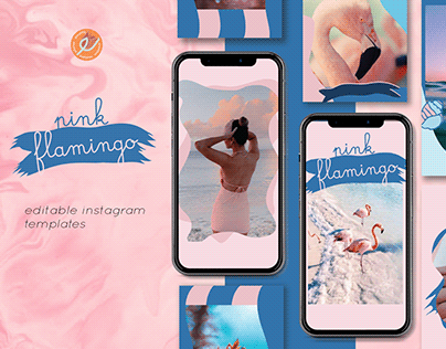 Pink Flamingo Editable Instagram Story Templates