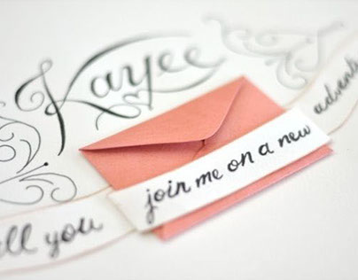 Hand lettering and pop-up ring envelope