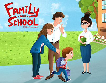 Project thumbnail - Family and School. Children's magazine. Illustrations