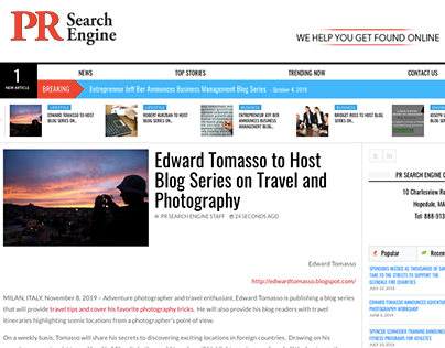 Travel and Photography Blog Series (press release)