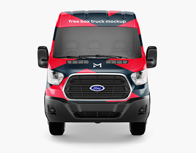 Free Ford Transit Truck Mockup - Front View
