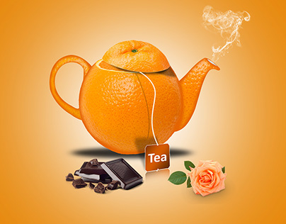 orange Teapot with chocolate and Rose