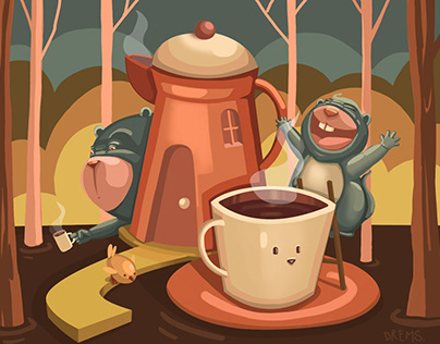 Ilustración para empaque de cafe