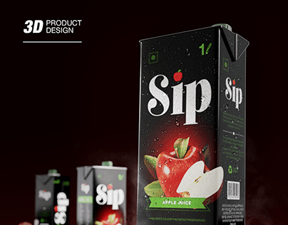 Sip Apple Juice packaging and 3D Tetra pack