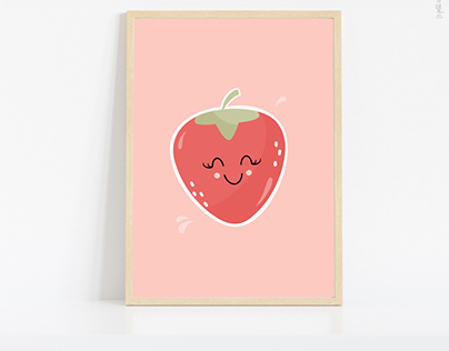 Illustration, fraise, été