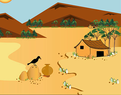 Village created using Illustrator for flash animation
