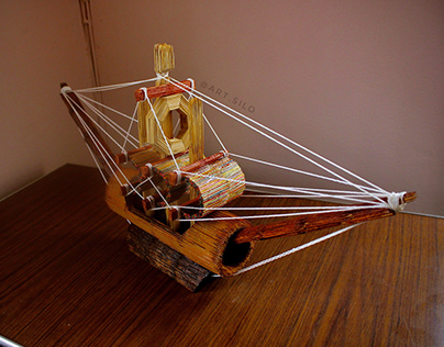 Toothpick Sculpture of a Ship(4,375 toothpicks)