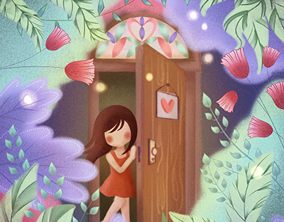 Children Illustration - The Twins' Secret Door
