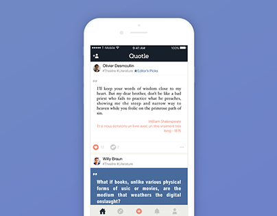 Quotle, mobile app to save, share and discover quotes