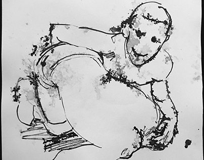 Wrestlers Ink on paper