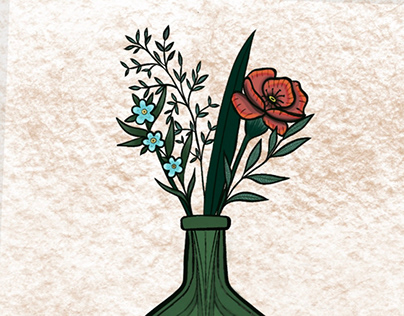 floral bottle doodle