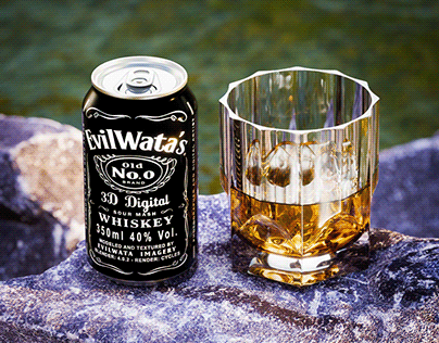 3D EW Whiskey on the rocks