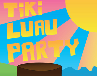 Tiki Luau Party Poster & Thank You Card
