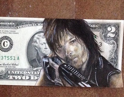 Daryl Dixon Walking Dead currency art by Gary Rudisill