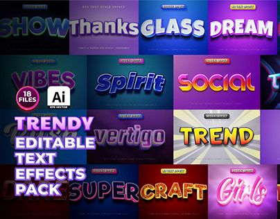 Trendy Text Effect Pack 18 in 1