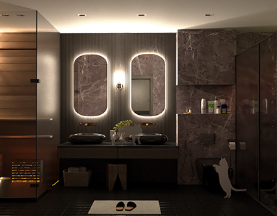 A proposed design of a Master Bathroom: Marble-ous