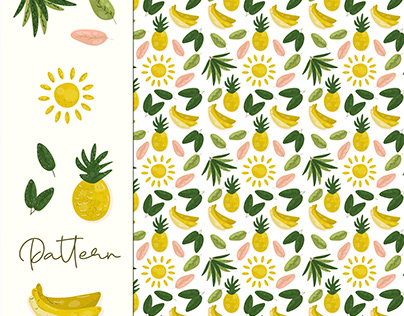 pattern banana ananas summer sun