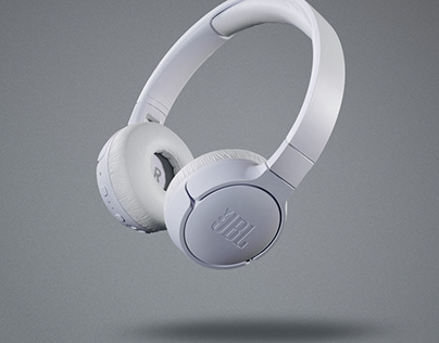 white headphones on a gray background