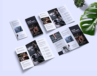 Female Fitness Trifold Brochure for Gym and Yoga