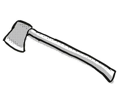 splitting axe Garden Tool Cartoon Retro Drawing