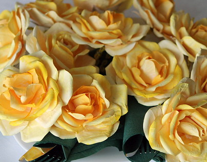 Yellow roses napkin rings, for Livia