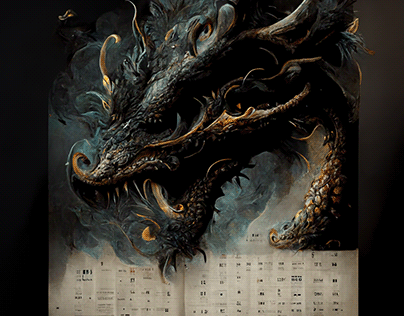 dragon-themed calendar concept template