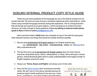 GoEuro Product Style Guide