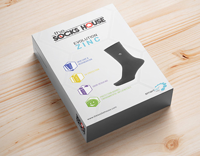Box design for zinc oxide socks.