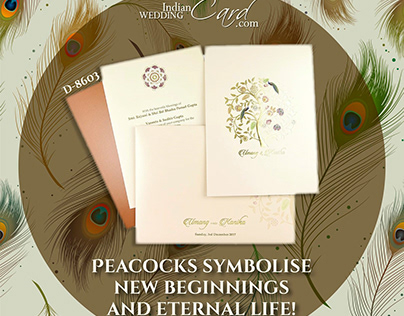 Peacock Theme Wedding Cards