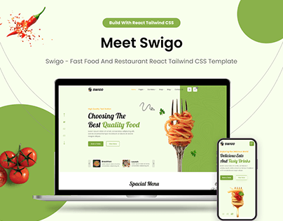 Project thumbnail - Swigo - Food And Restaurant React Tailwind CSS Template