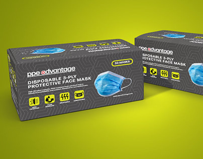 PPE Advantage 3-Ply Mask Box Packaging