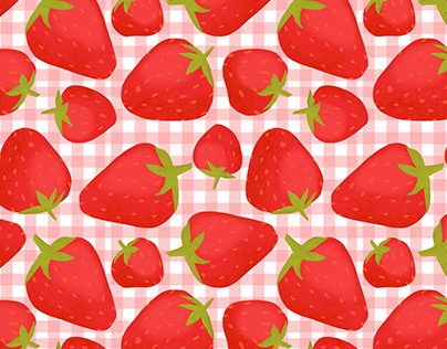 Project thumbnail - Strawberry pattern with Gingham background