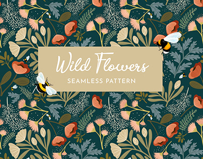 Wild flowers seamless pattern