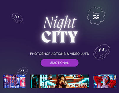 35 Night City Photoshop Actions & Video LUTs